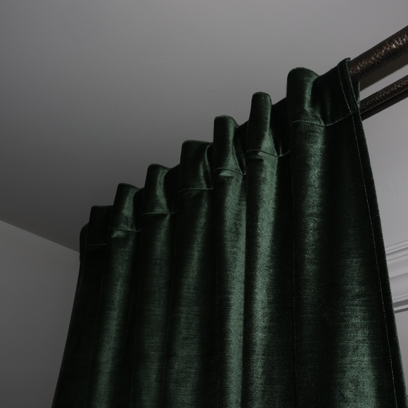 CB2 48"x96" Green Cotton Viscose Velvet Blackout Curtains, x4 Panels (2 sets) - Picture 10 of 13